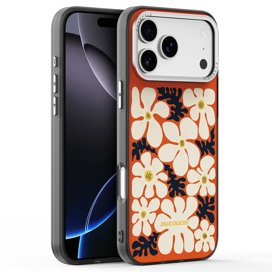 DUX DUCIS Moro Series For iPhone 17 Pro Max Case Compatible with MagSafe UV Pattern Leather + PC + TPU Phone Cover - Orange