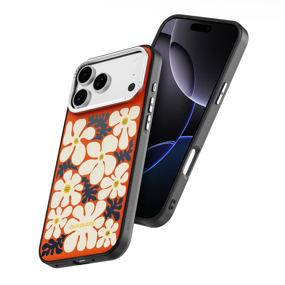 DUX DUCIS Moro Series For iPhone 17 Pro Max Case Compatible with MagSafe UV Pattern Leather + PC + TPU Phone Cover - Orange