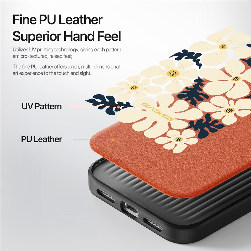 DUX DUCIS Moro Series For iPhone 17 Pro Max Case Compatible with MagSafe UV Pattern Leather + PC + TPU Phone Cover - Orange