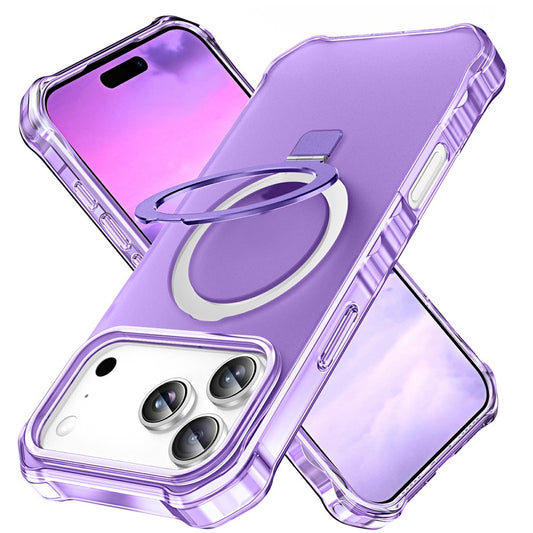 For iPhone 17 Pro Max Case Compatible with MagSafe Matte Kickstand Hybrid Phone Cover Small Wavy Edge - Purple