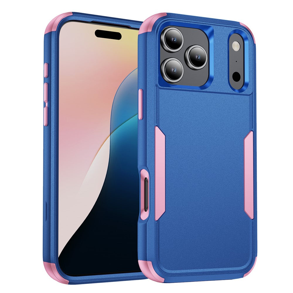 For iPhone 17 Pro Max Case 3 in 1 Shockproof TPU PC Phone Cover - Sapphire+Pink