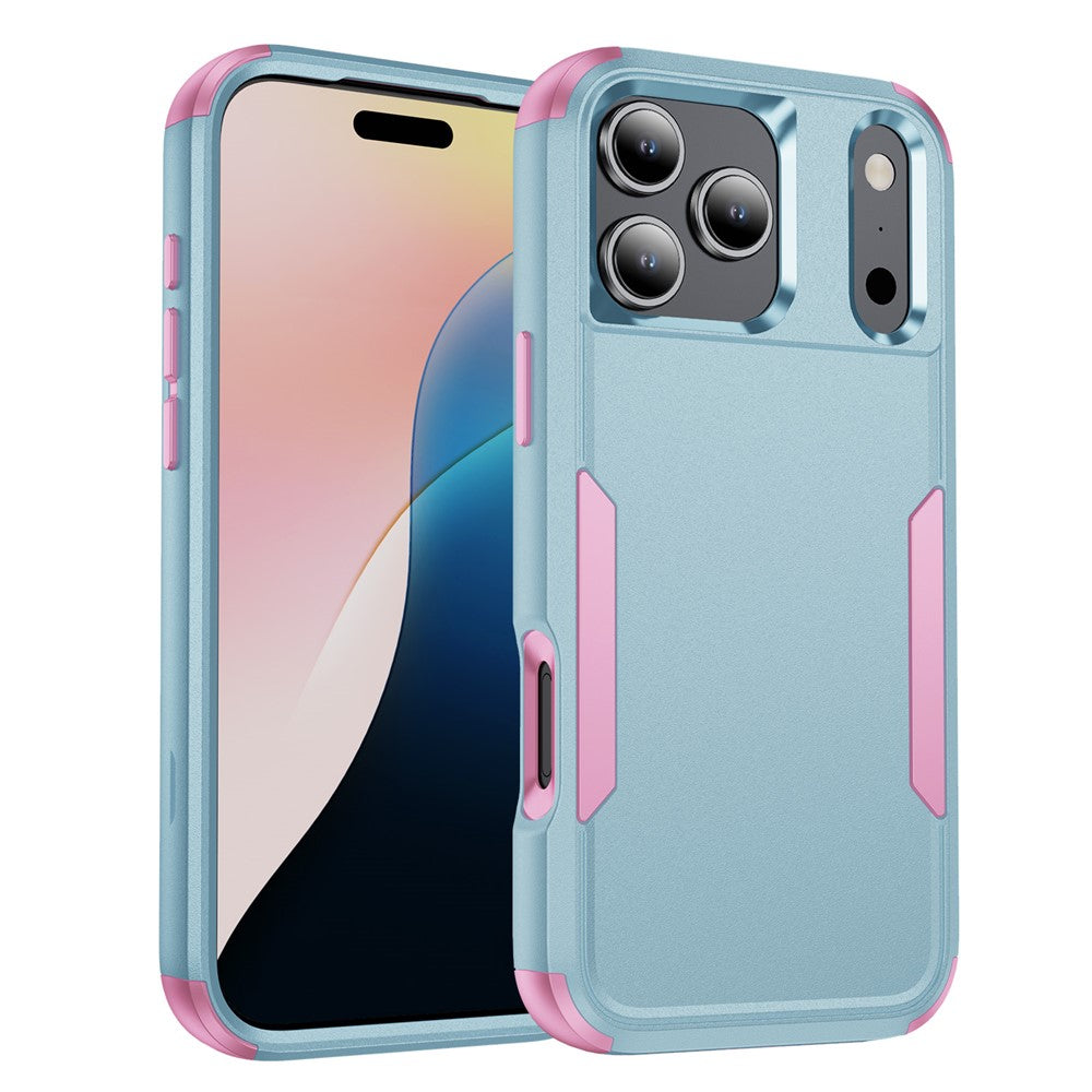 For iPhone 17 Pro Max Case 3 in 1 Shockproof TPU PC Phone Cover - Grey Green+Pink