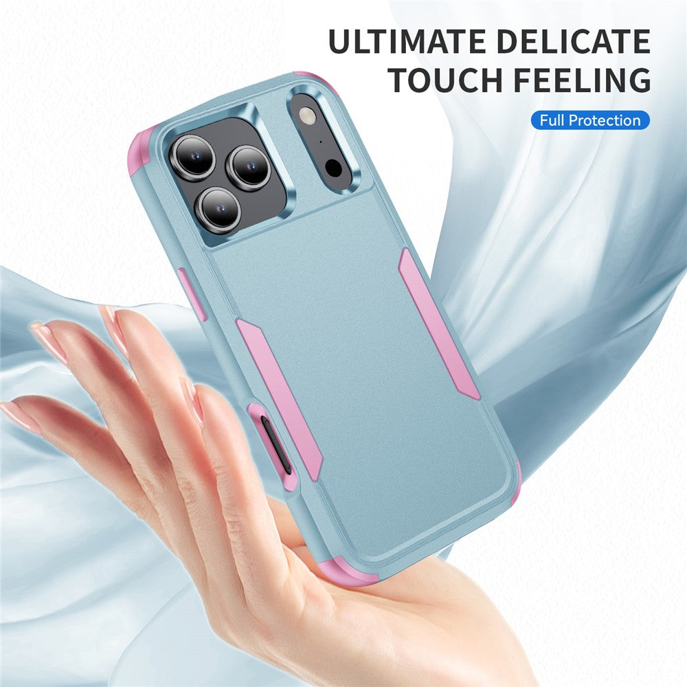 For iPhone 17 Pro Max Case 3 in 1 Shockproof TPU PC Phone Cover - Grey Green+Pink