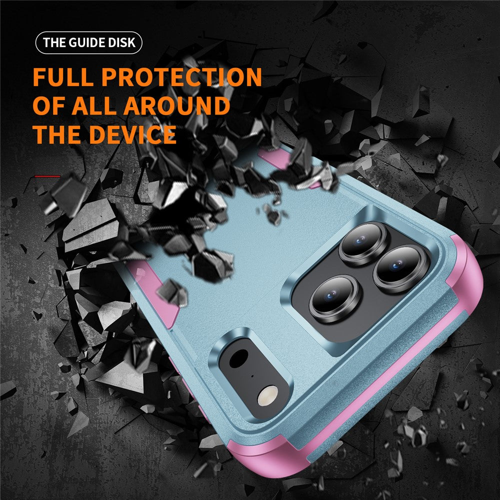 For iPhone 17 Pro Max Case 3 in 1 Shockproof TPU PC Phone Cover - Grey Green+Pink