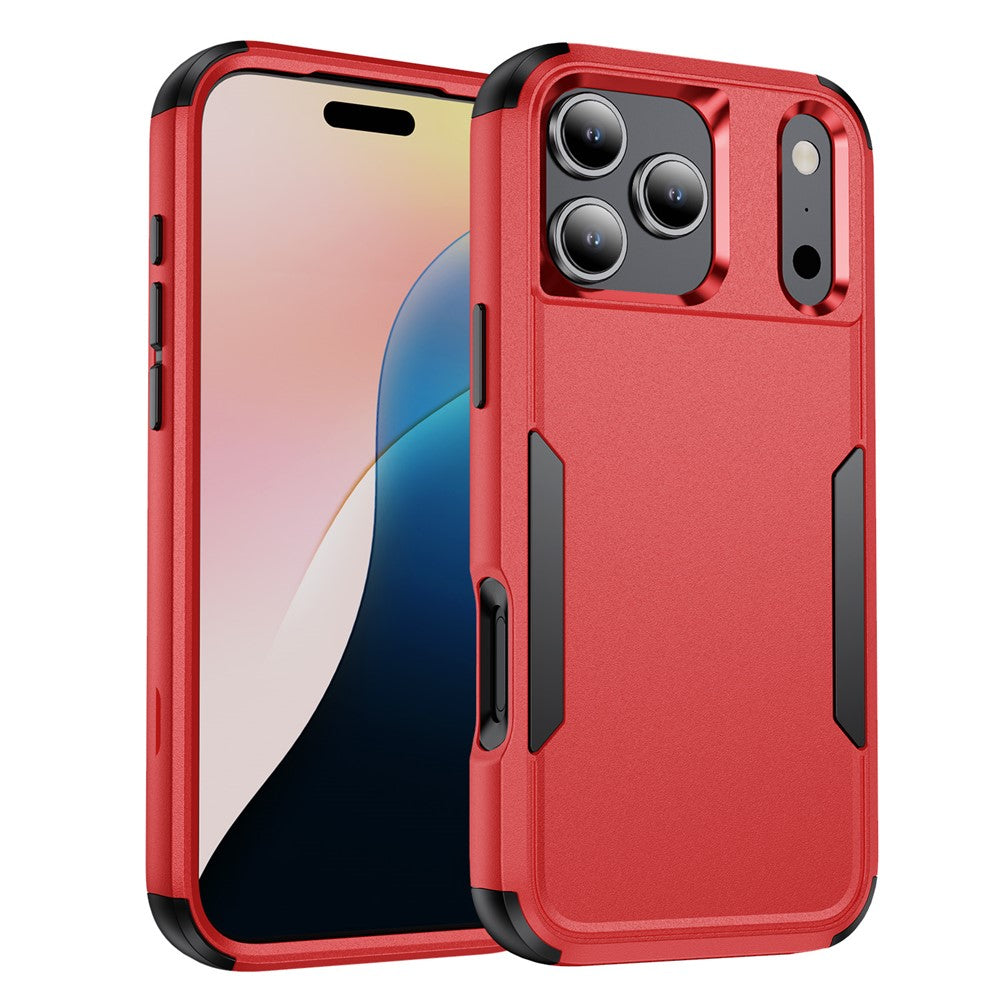 For iPhone 17 Pro Max Case 3 in 1 Shockproof TPU PC Phone Cover - Red+Black