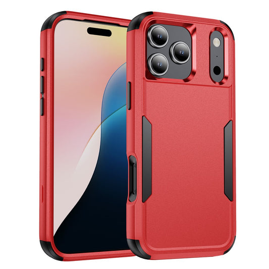 For iPhone 17 Pro Max Case 3 in 1 Shockproof TPU PC Phone Cover - Red+Black