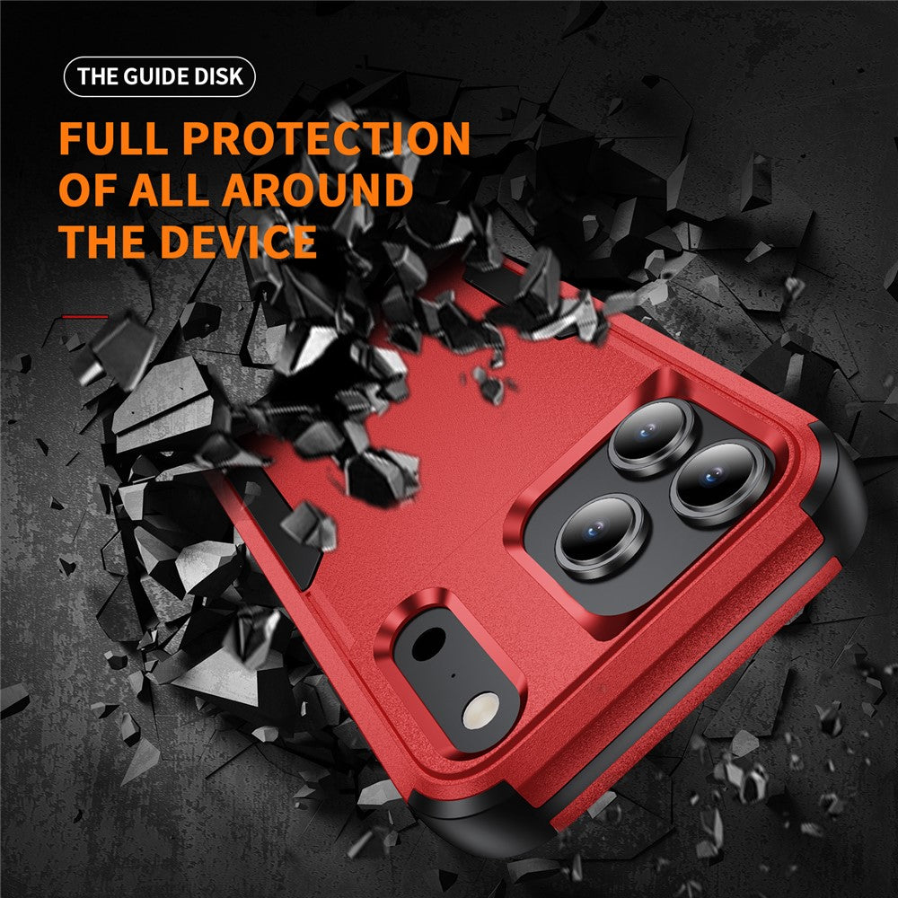 For iPhone 17 Pro Max Case 3 in 1 Shockproof TPU PC Phone Cover - Red+Black