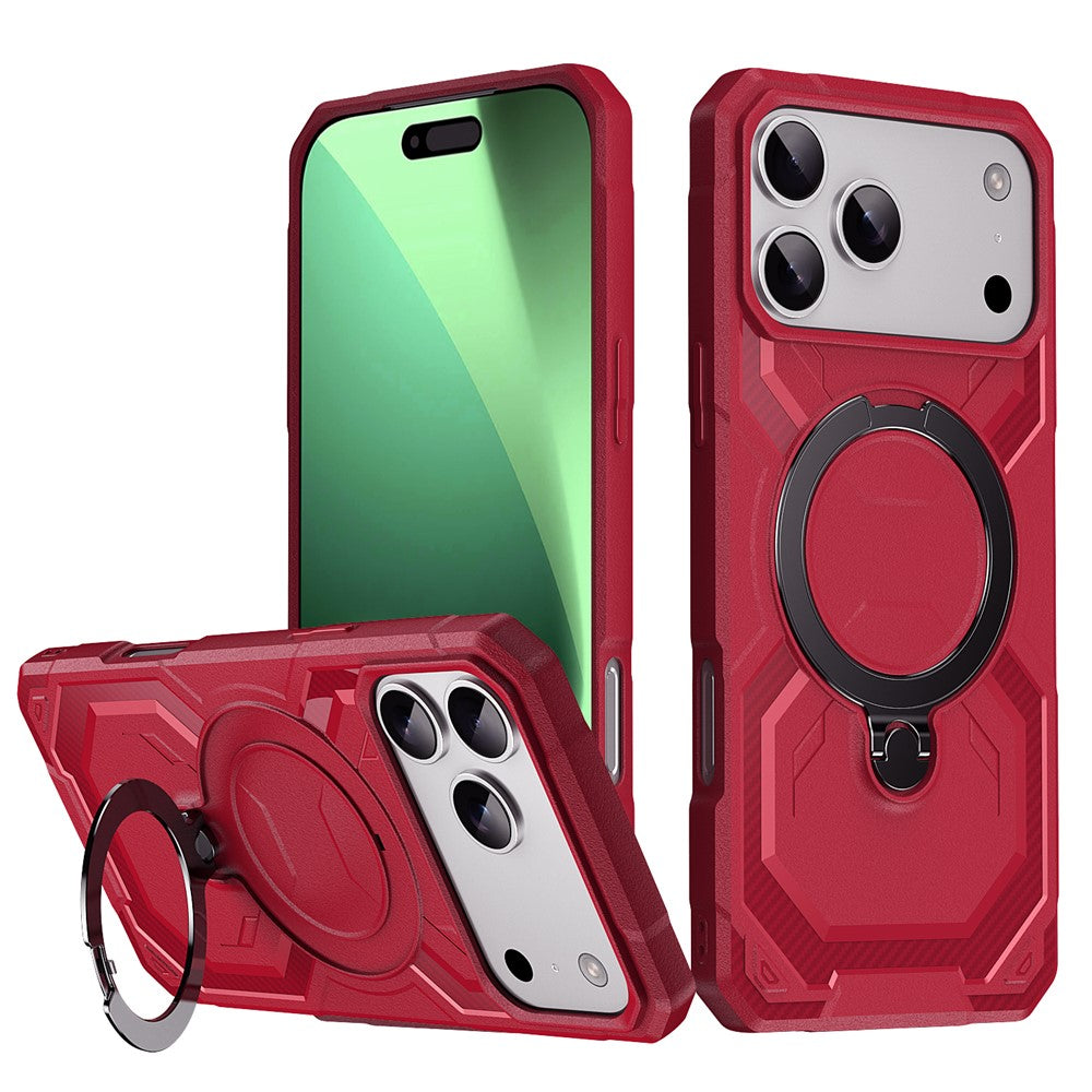 For iPhone 17 Pro Max Case Compatible with MagSafe Kickstand TPU + PC Phone Cover - Red