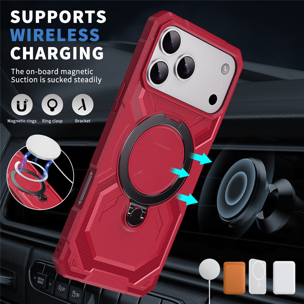 For iPhone 17 Pro Max Case Compatible with MagSafe Kickstand TPU + PC Phone Cover - Red