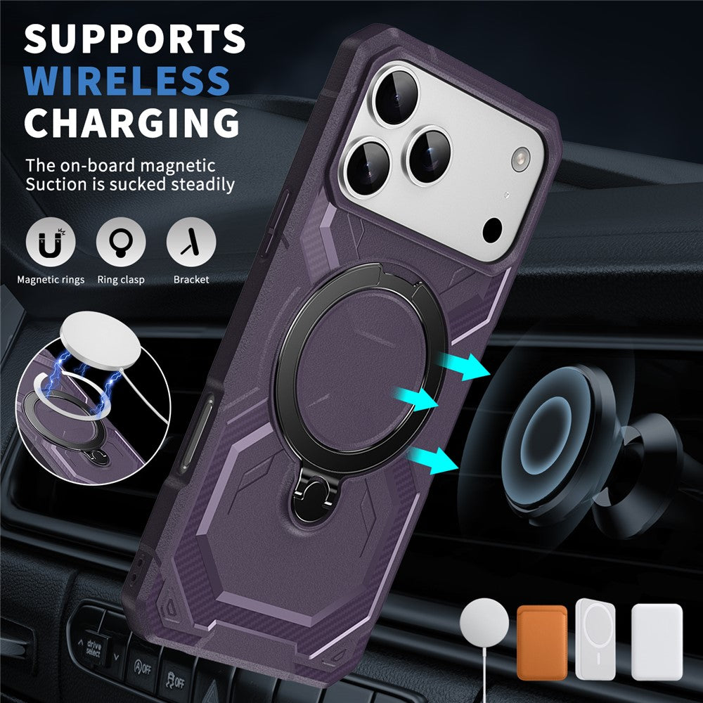 For iPhone 17 Pro Max Case Compatible with MagSafe Kickstand TPU + PC Phone Cover - Dark Purple