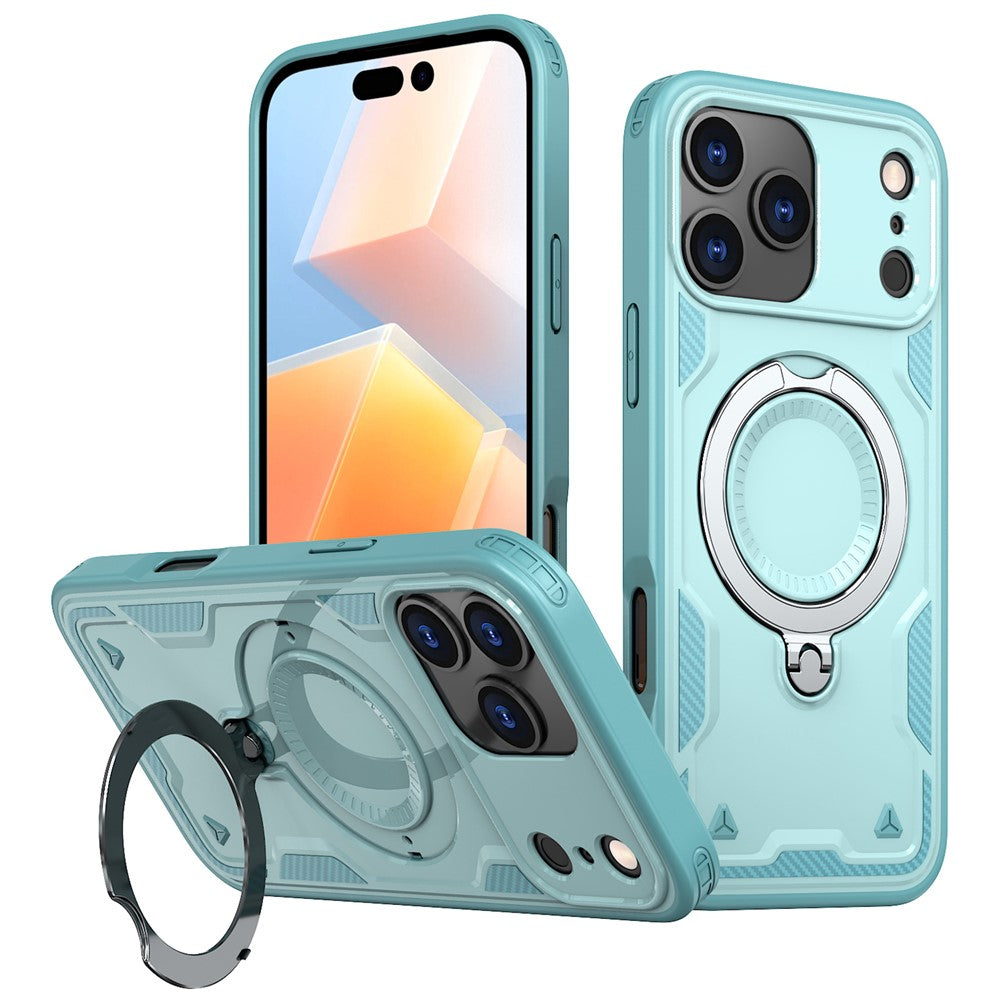 For iPhone 17 Pro Max Case Compatible with MagSafe Military Protection PC + TPU Kickstand Phone Cover - Baby Blue