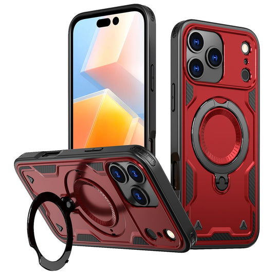 For iPhone 17 Pro Max Case Compatible with MagSafe Military Protection PC + TPU Kickstand Phone Cover - Red