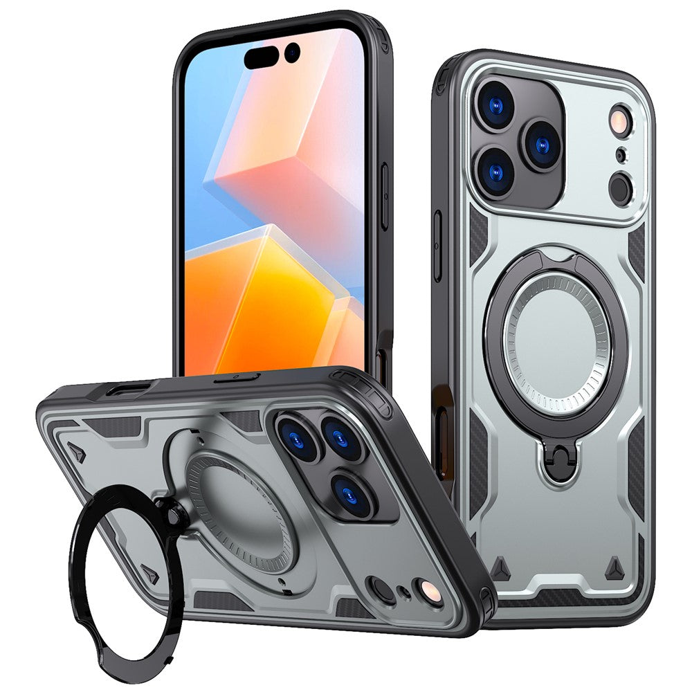 For iPhone 17 Pro Max Case Compatible with MagSafe Military Protection PC + TPU Kickstand Phone Cover - Grey