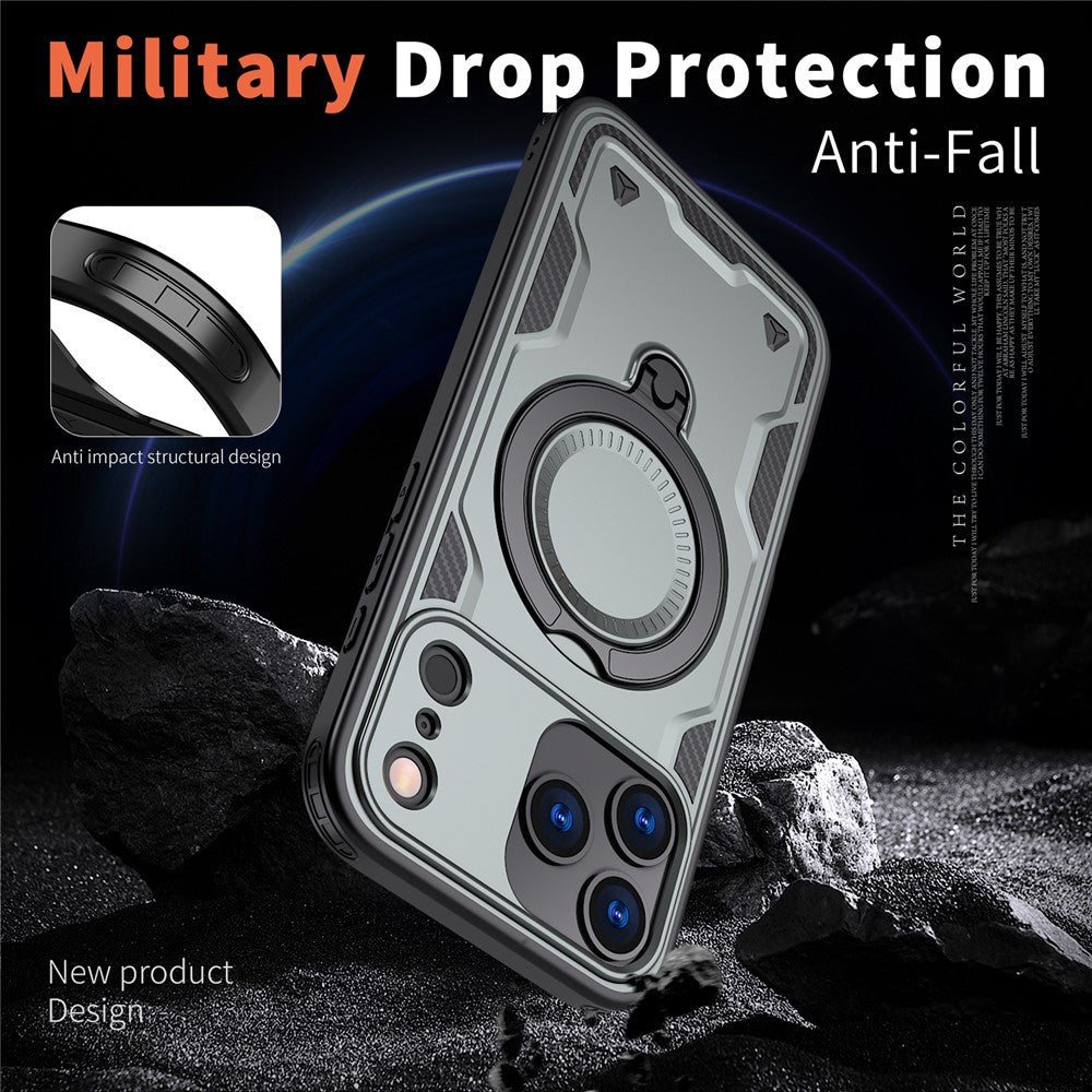 For iPhone 17 Pro Max Case Compatible with MagSafe Military Protection PC + TPU Kickstand Phone Cover - Grey
