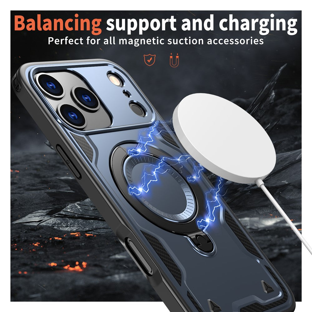 For iPhone 17 Pro Max Case Compatible with MagSafe Military Protection PC + TPU Kickstand Phone Cover - Blue