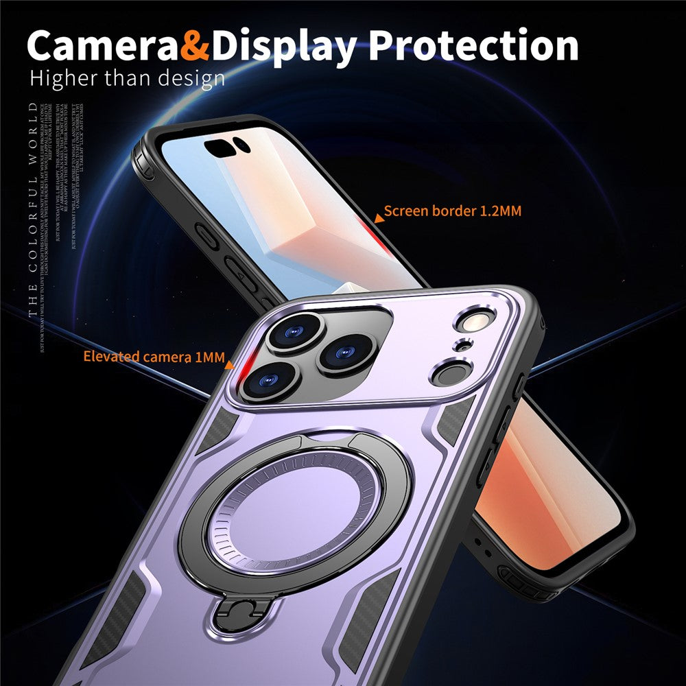 For iPhone 17 Pro Max Case Compatible with MagSafe Military Protection PC + TPU Kickstand Phone Cover - Purple