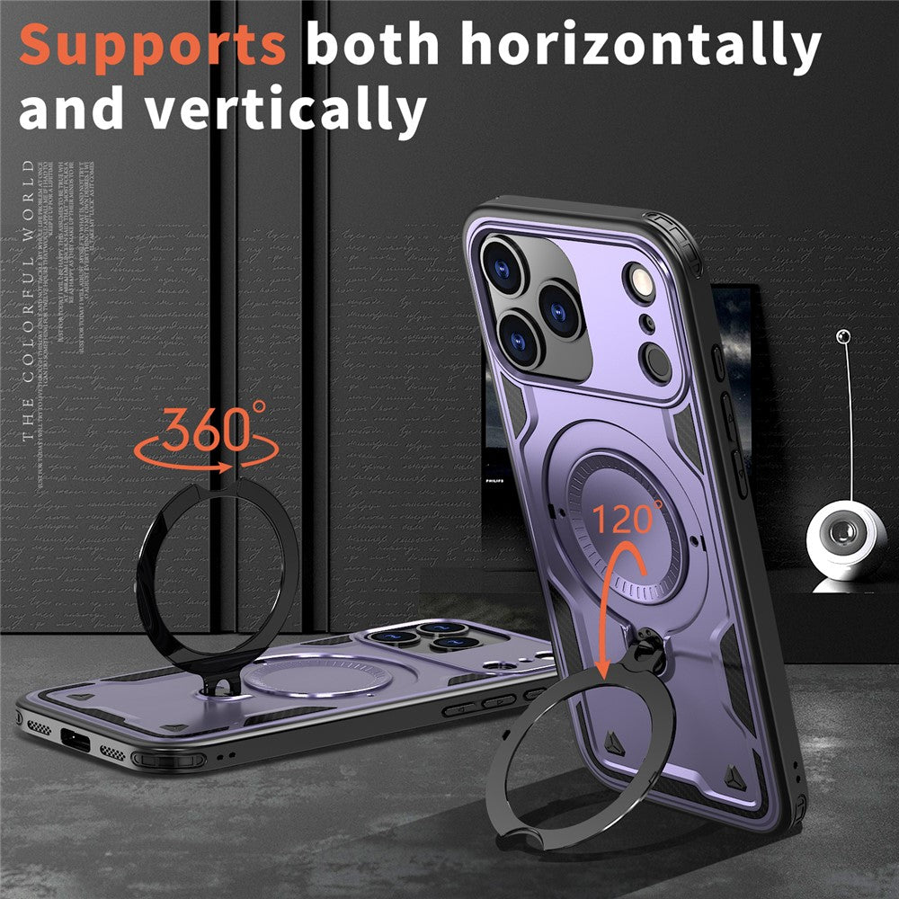 For iPhone 17 Pro Max Case Compatible with MagSafe Military Protection PC + TPU Kickstand Phone Cover - Purple