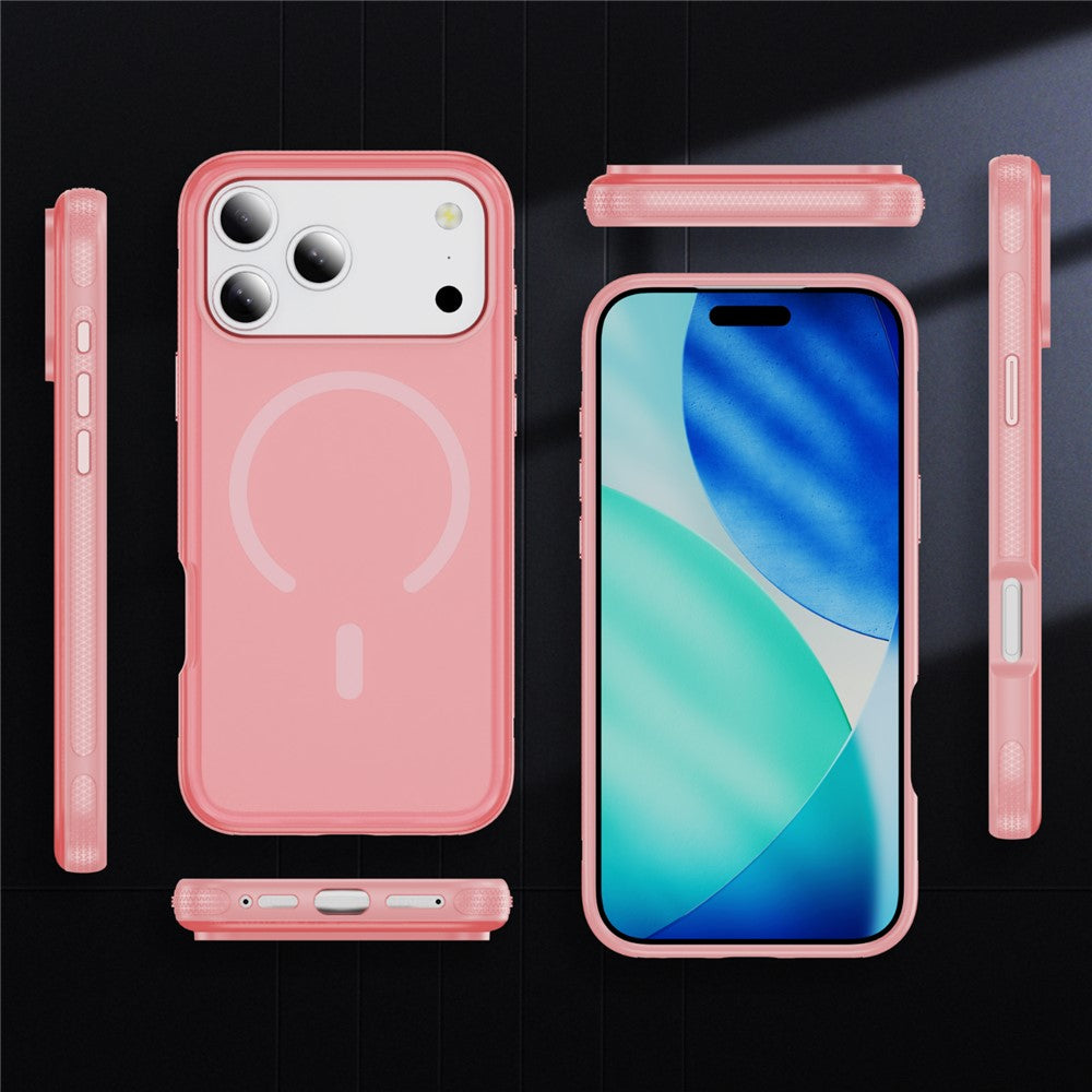 For iPhone 17 Pro Max Case PC + TPU Skin Touch Anti-drop Phone Cover Compatible with MagSafe - Pink