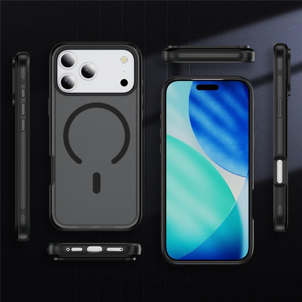 For iPhone 17 Pro Max Case PC + TPU Skin Touch Anti-drop Phone Cover Compatible with MagSafe - Black
