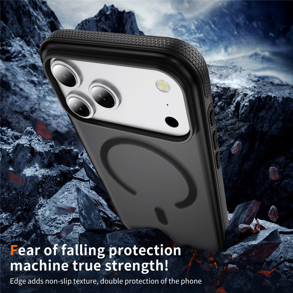 For iPhone 17 Pro Max Case PC + TPU Skin Touch Anti-drop Phone Cover Compatible with MagSafe - Black