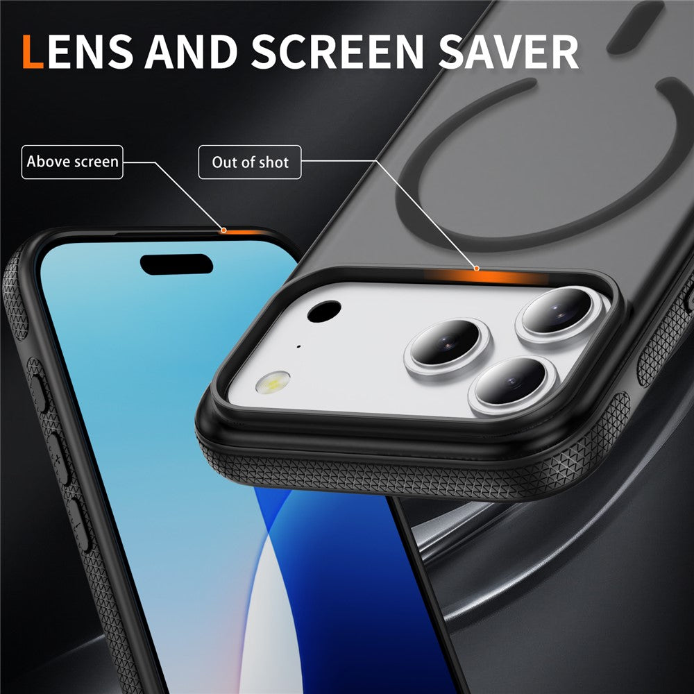 For iPhone 17 Pro Max Case PC + TPU Skin Touch Anti-drop Phone Cover Compatible with MagSafe - Black