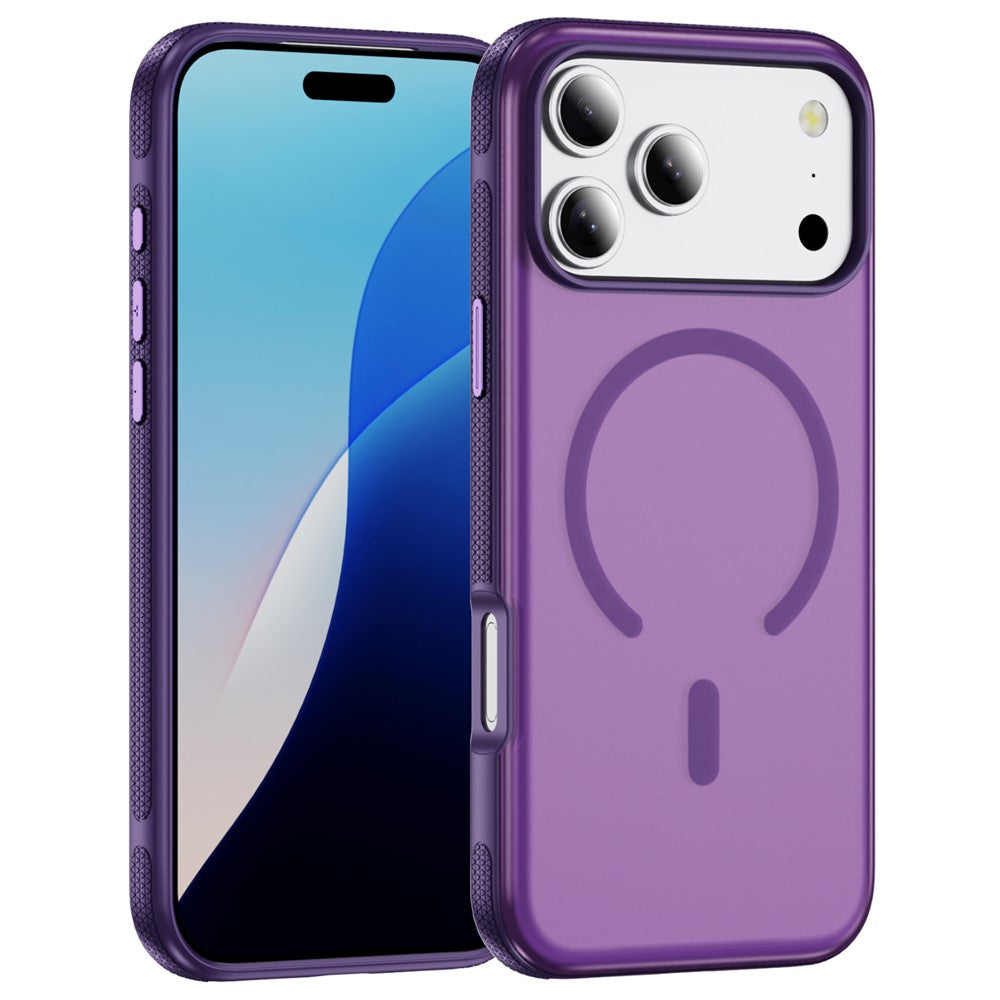 For iPhone 17 Pro Max Case PC + TPU Skin Touch Anti-drop Phone Cover Compatible with MagSafe - Purple