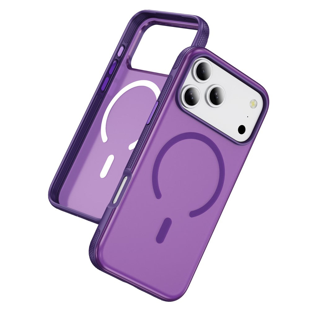For iPhone 17 Pro Max Case PC + TPU Skin Touch Anti-drop Phone Cover Compatible with MagSafe - Purple