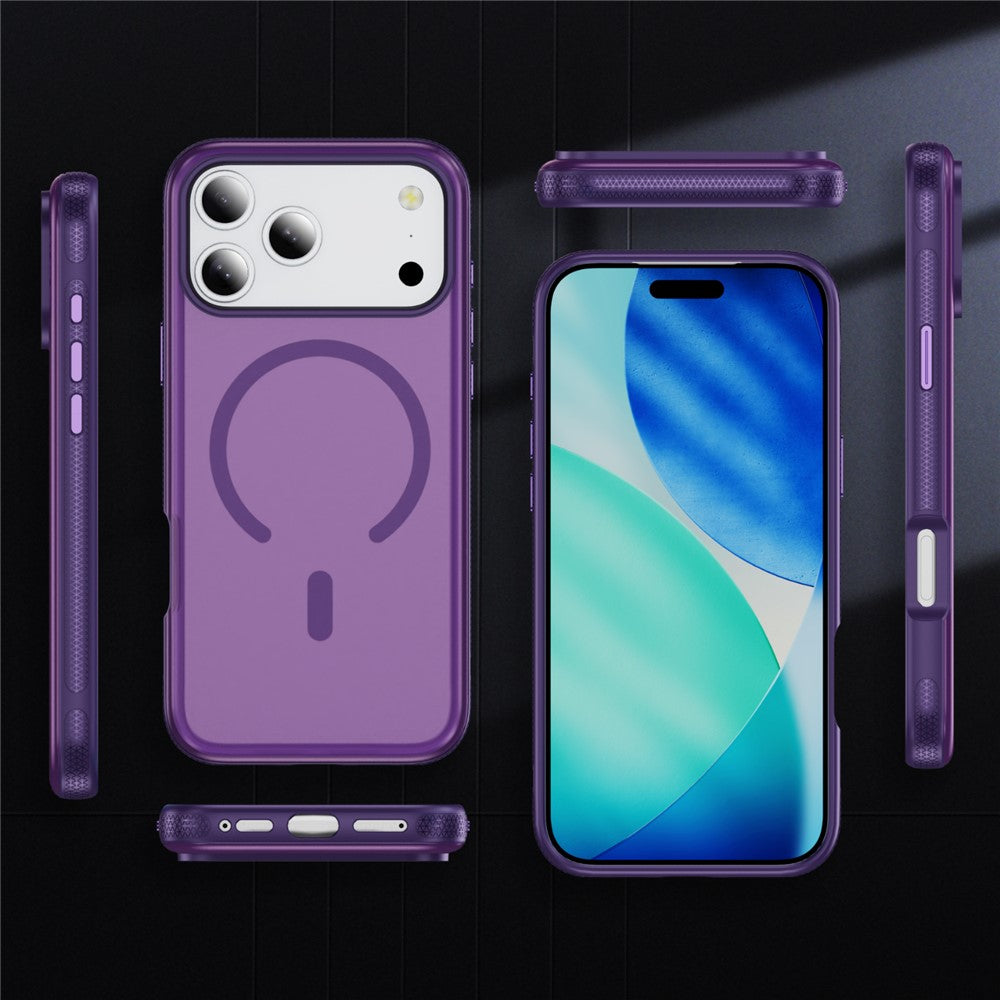 For iPhone 17 Pro Max Case PC + TPU Skin Touch Anti-drop Phone Cover Compatible with MagSafe - Purple