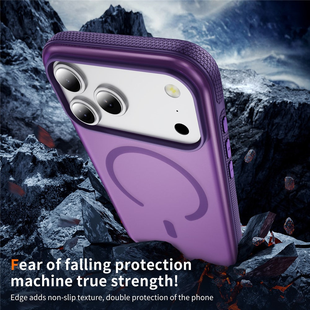 For iPhone 17 Pro Max Case PC + TPU Skin Touch Anti-drop Phone Cover Compatible with MagSafe - Purple