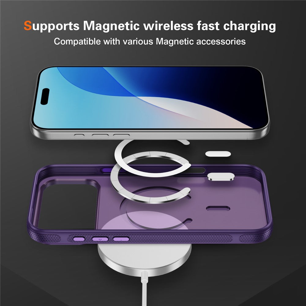 For iPhone 17 Pro Max Case PC + TPU Skin Touch Anti-drop Phone Cover Compatible with MagSafe - Purple