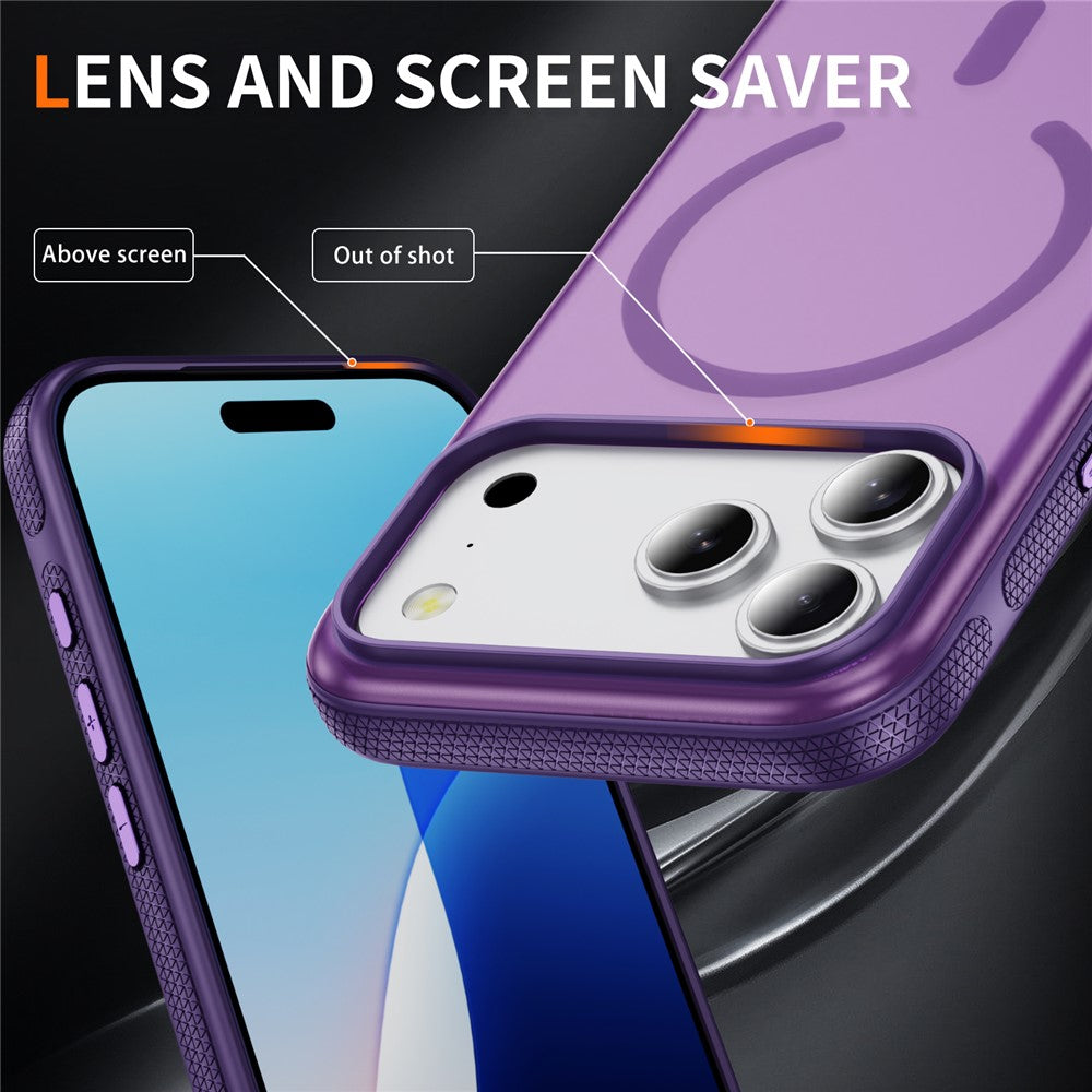 For iPhone 17 Pro Max Case PC + TPU Skin Touch Anti-drop Phone Cover Compatible with MagSafe - Purple
