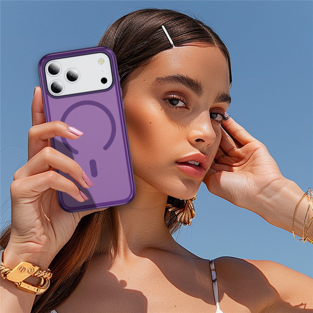 For iPhone 17 Pro Max Case PC + TPU Skin Touch Anti-drop Phone Cover Compatible with MagSafe - Purple