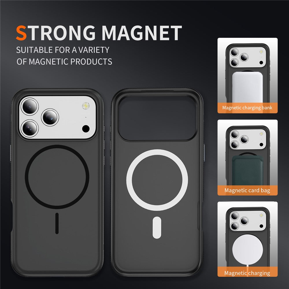 For iPhone 17 Pro Max Case Compatible with MagSafe 2.8mm PC + 2.2mm TPU Shockproof Hybrid Phone Cover - Black