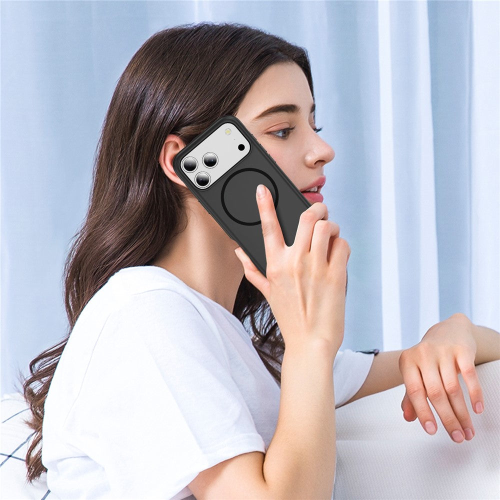 For iPhone 17 Pro Max Case Compatible with MagSafe 2.8mm PC + 2.2mm TPU Shockproof Hybrid Phone Cover - Black