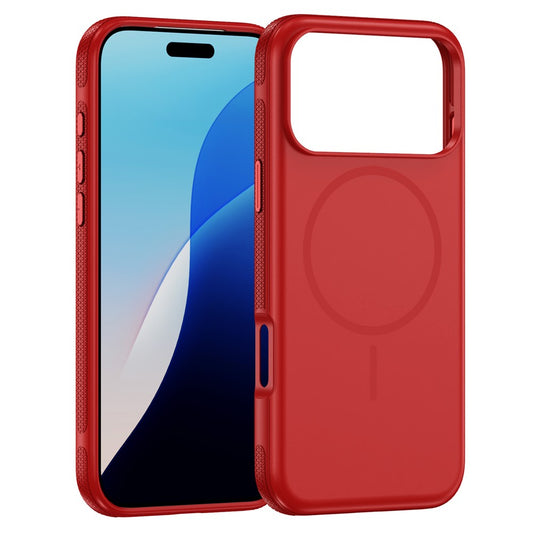 For iPhone 17 Pro Max Case Compatible with MagSafe 2.8mm PC + 2.2mm TPU Shockproof Hybrid Phone Cover - Red