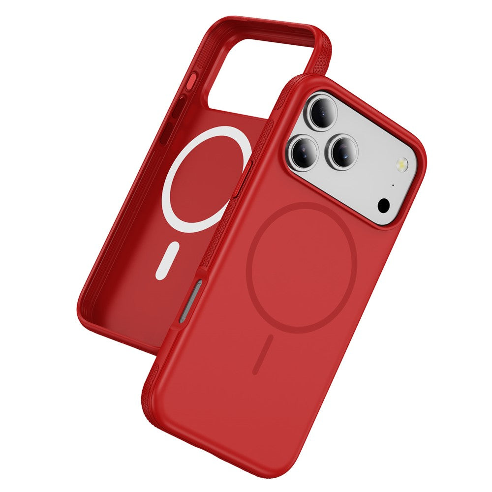 For iPhone 17 Pro Max Case Compatible with MagSafe 2.8mm PC + 2.2mm TPU Shockproof Hybrid Phone Cover - Red