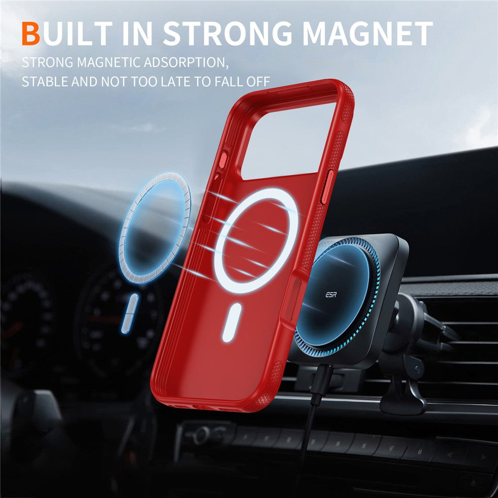 For iPhone 17 Pro Max Case Compatible with MagSafe 2.8mm PC + 2.2mm TPU Shockproof Hybrid Phone Cover - Red