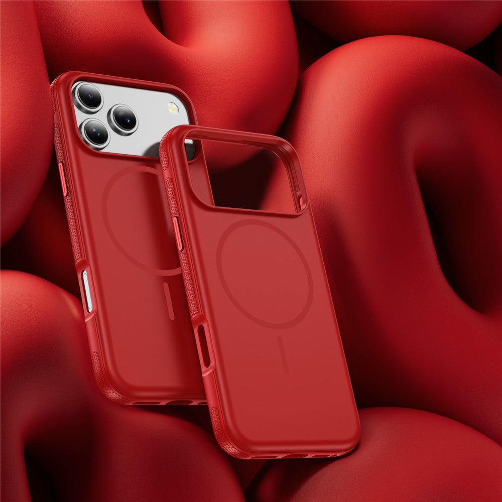 For iPhone 17 Pro Max Case Compatible with MagSafe 2.8mm PC + 2.2mm TPU Shockproof Hybrid Phone Cover - Red