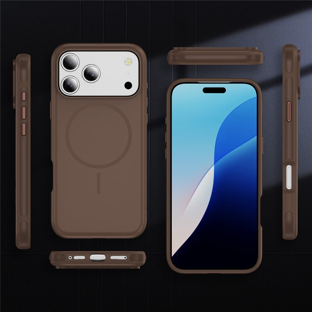 For iPhone 17 Pro Max Case Compatible with MagSafe 2.8mm PC + 2.2mm TPU Shockproof Hybrid Phone Cover - Coffee