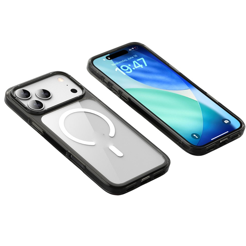 For iPhone 17 Pro Max Case Compatible with MagSafe TPU + PC Clear Phone Back Cover - Transparent Black