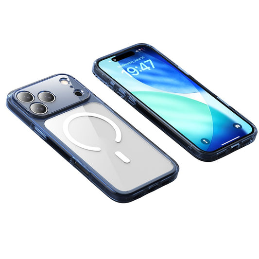 For iPhone 17 Pro Max Case Compatible with MagSafe Precise Cutouts TPU + PC Clear Phone Back Cover - Transparent Blue