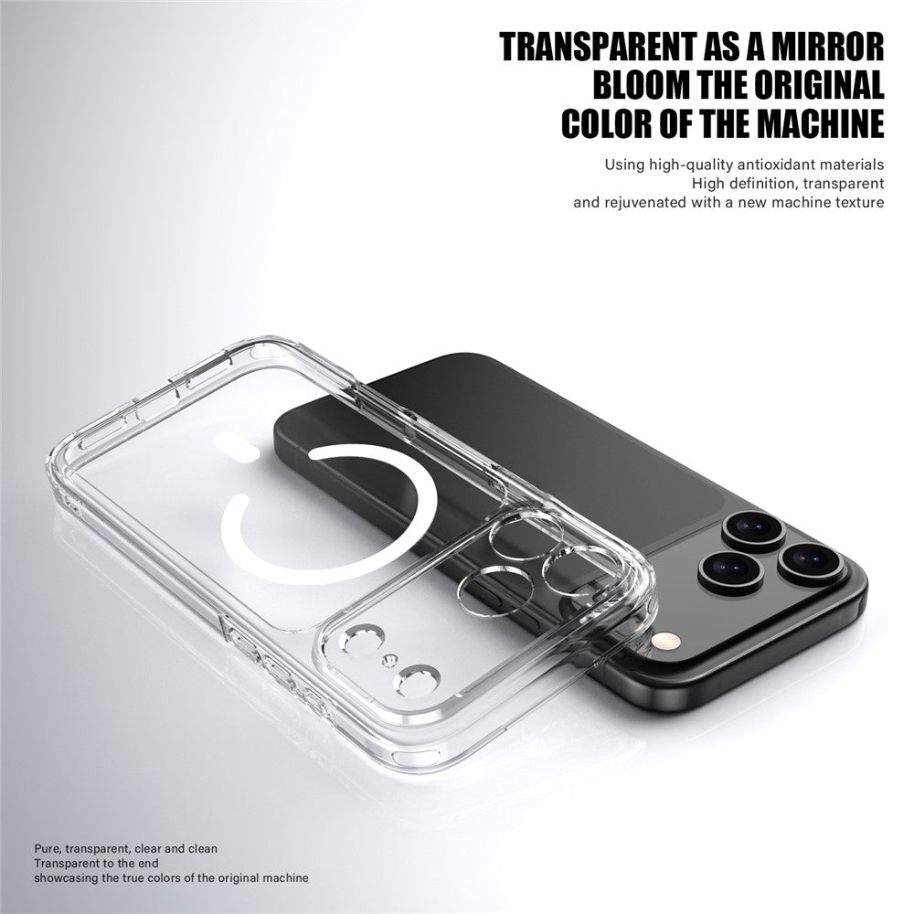For iPhone 17 Pro Max Case Compatible with MagSafe Precise Cutouts TPU + PC Clear Phone Back Cover - Transparent Pink