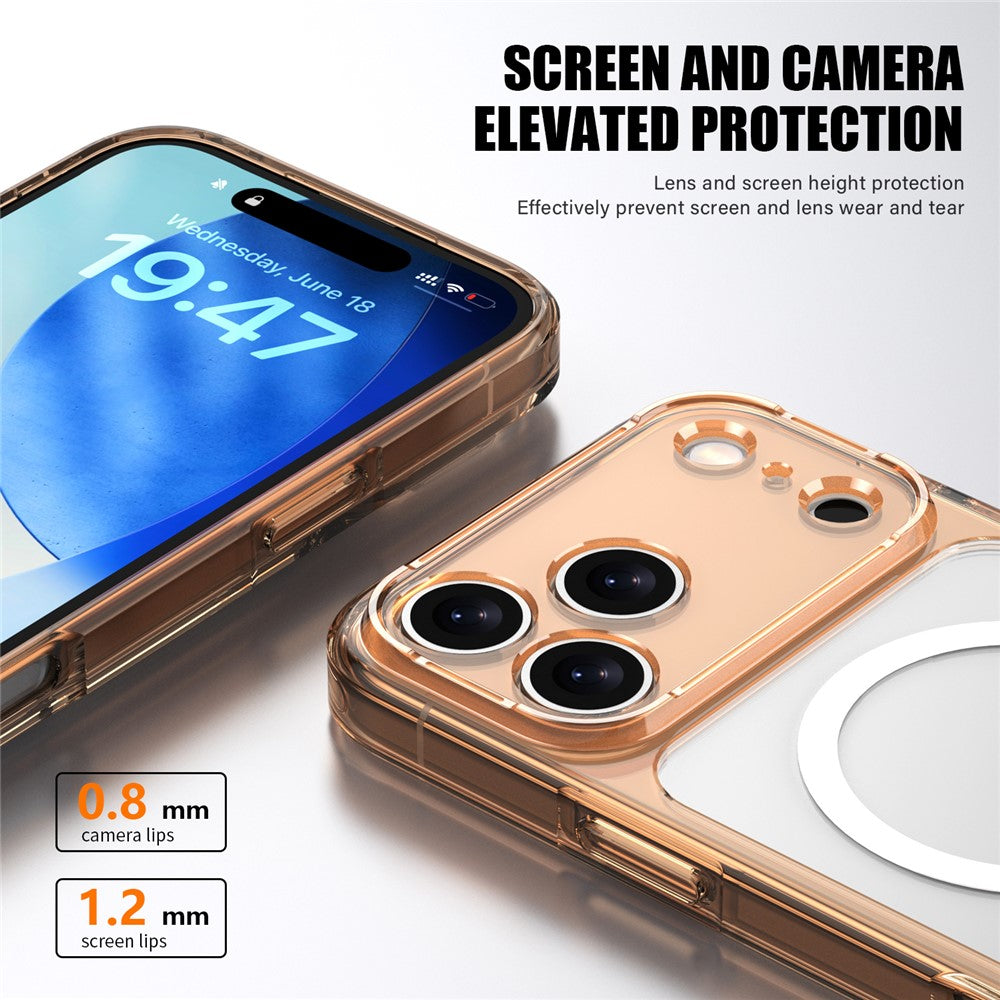 For iPhone 17 Pro Max Case Compatible with MagSafe Precise Cutouts TPU + PC Clear Phone Back Cover - Transparent Pink