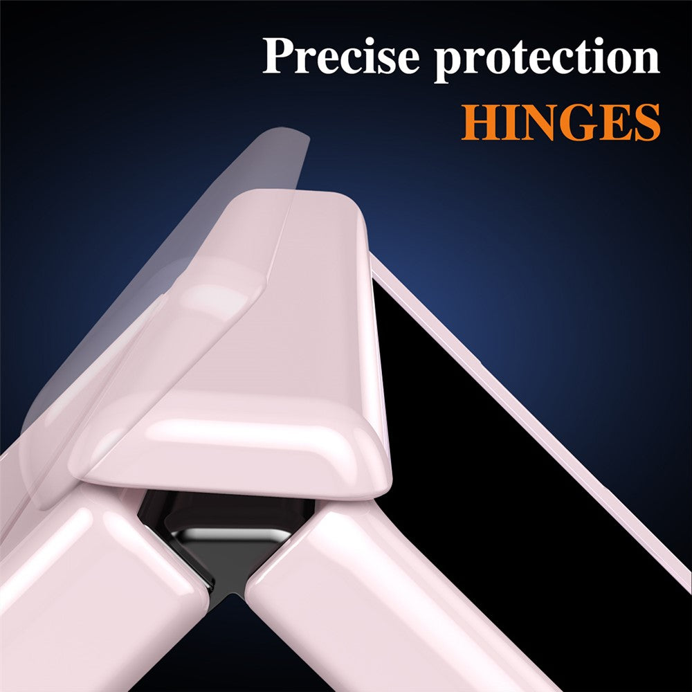 For Samsung Galaxy Z Fold7 5G PC Phone Case with Back Cover Kickstand and Tempered Glass Film - Pink