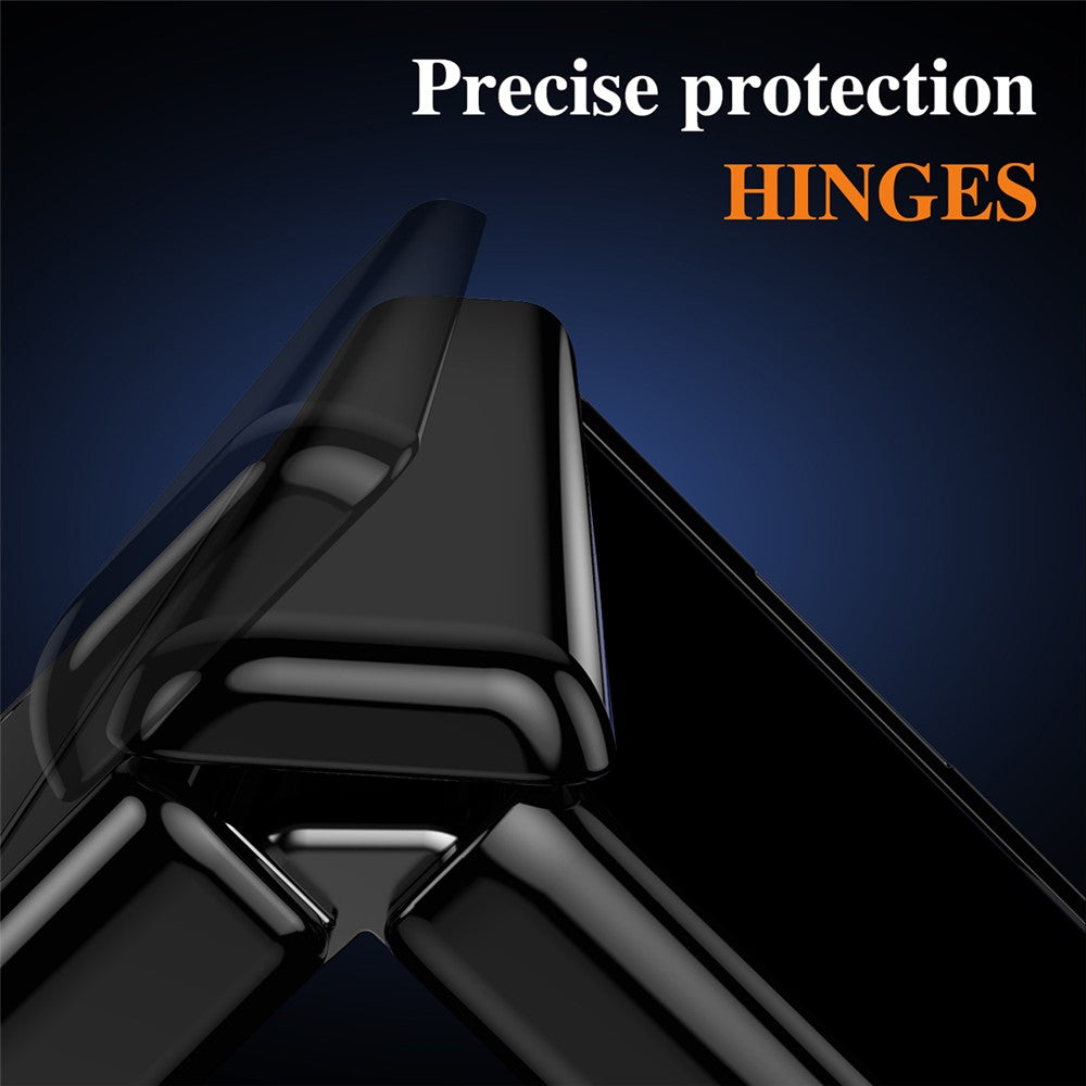 For Samsung Galaxy Z Fold7 5G PC Phone Case with Back Cover Kickstand and Tempered Glass Film - Black