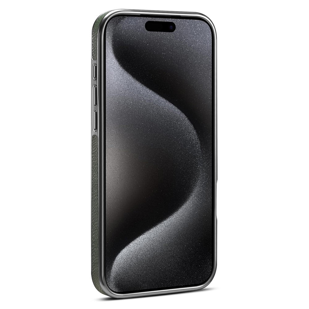 For iPhone 17 Pro Max Kickstand Case Genuine Cow Leather Back Cover Compatible with MagSafe - Green