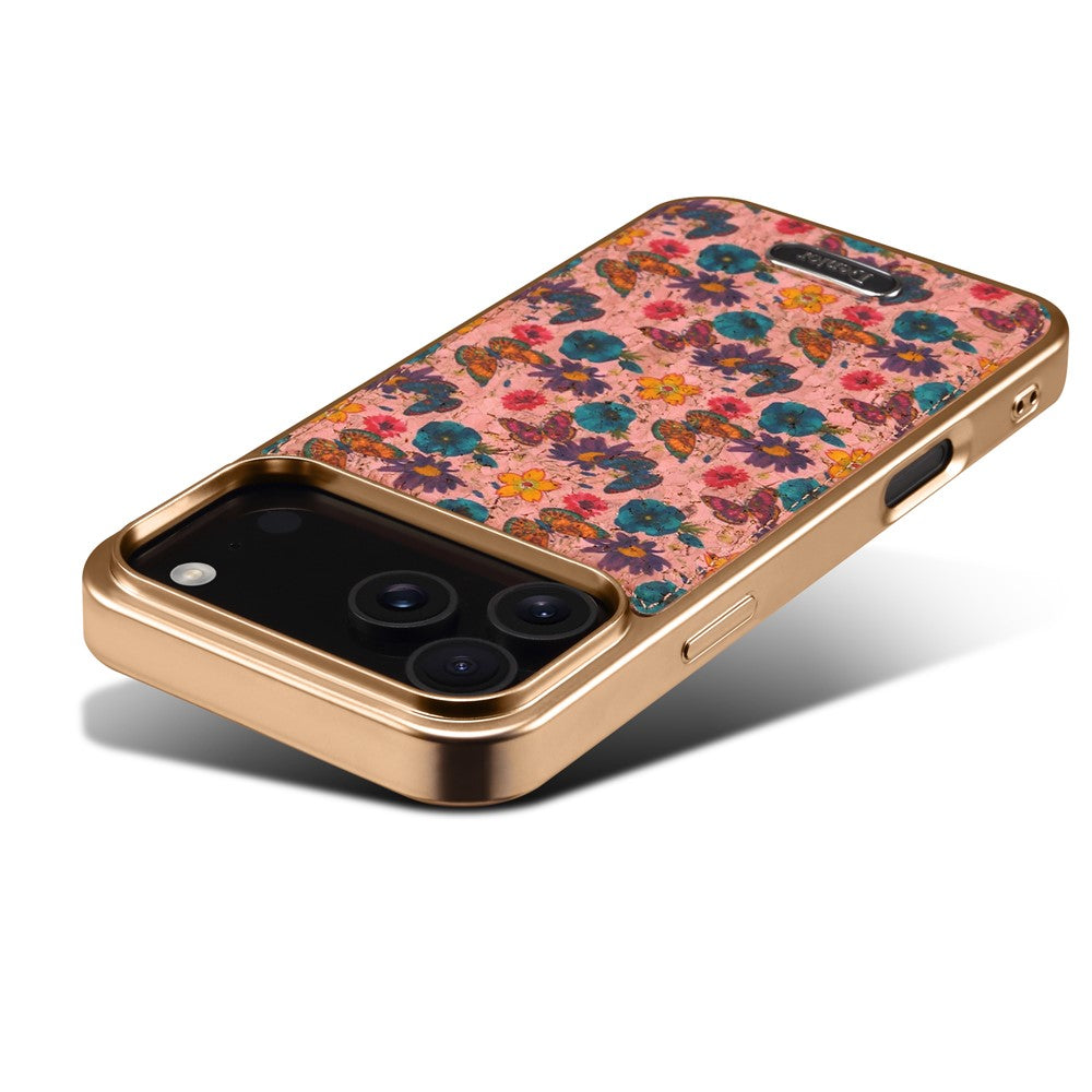 DENIOR A24 For iPhone 17 Pro Max Case Compatible with MagSafe Flower Leather PC TPU Phone Cover with Detachable Back Panel - Butterfly Pink