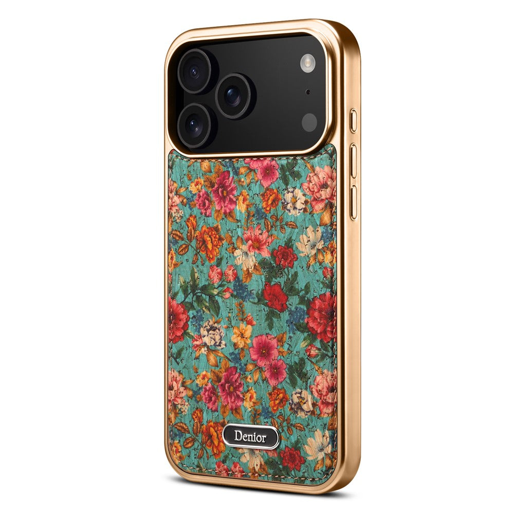 DENIOR A24 For iPhone 17 Pro Max Case Compatible with MagSafe Flower Leather PC TPU Phone Cover with Detachable Back Panel - Peony Blue