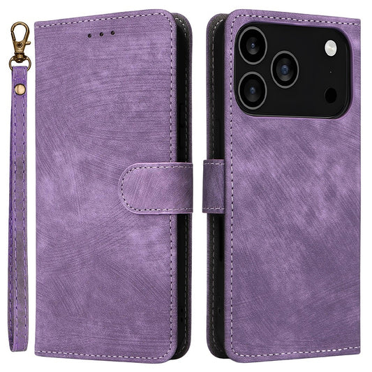 For iPhone 17 Pro Max Case Wallet RFID Blocking PU Leather Phone Cover Stand with Strap - Purple