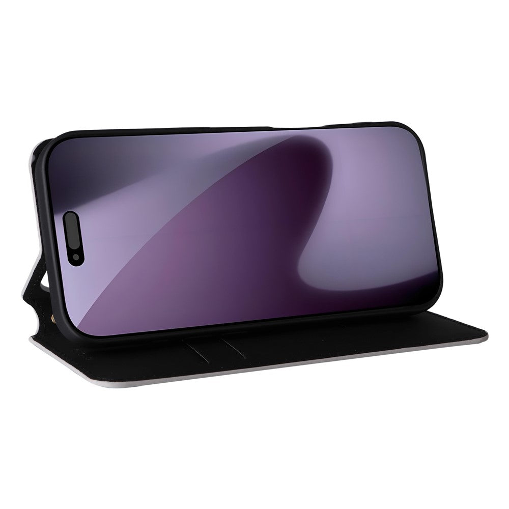 For iPhone 17 Pro Max Case Wallet Rhombus Imprinted Leather Phone Cover - Silver